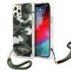 GUESS Original iPhone Hard Case With Removable Strap For iPhone 12/12 Pro – Green Camoflage