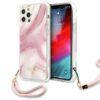 GUESS Original iPhone Hard Case With Removable Strap For iPhone 12 Pro Max – Pink Marble