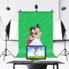 PULUZ PU5205G Background Photographic Equipment 2mx2m T Shape Stand Backdrop Bracket Kit Green Cloth Backdrop