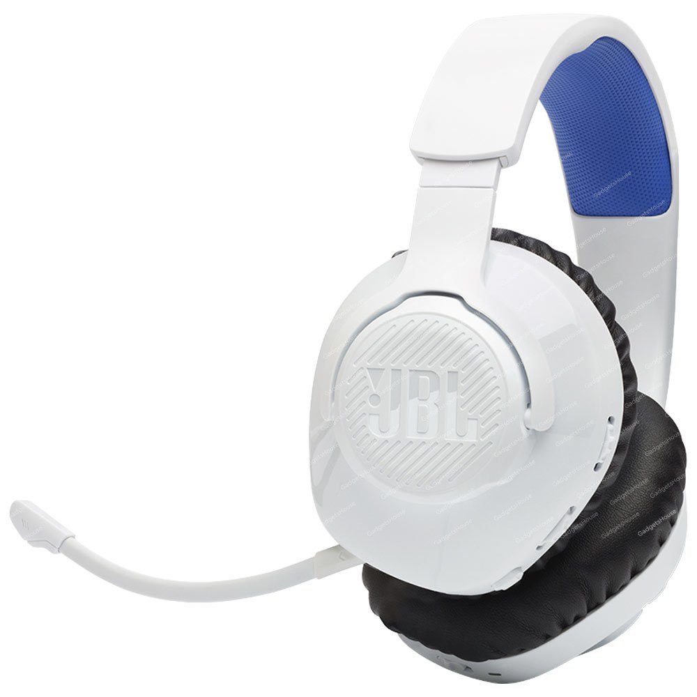 JBL Quantum 360P, Cordless Headphones with microphone for PC/Playstation/Mobile, White/Blue